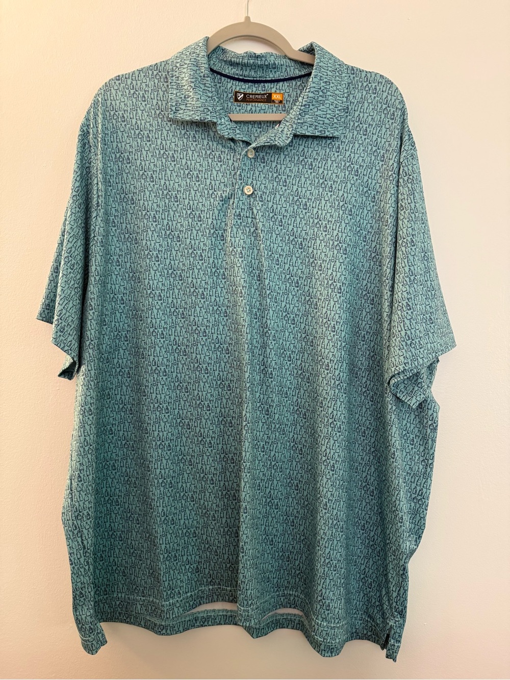 Cremieux Performance Polo Shirt XXL Blue Bottle Print Golf Casual Stretch